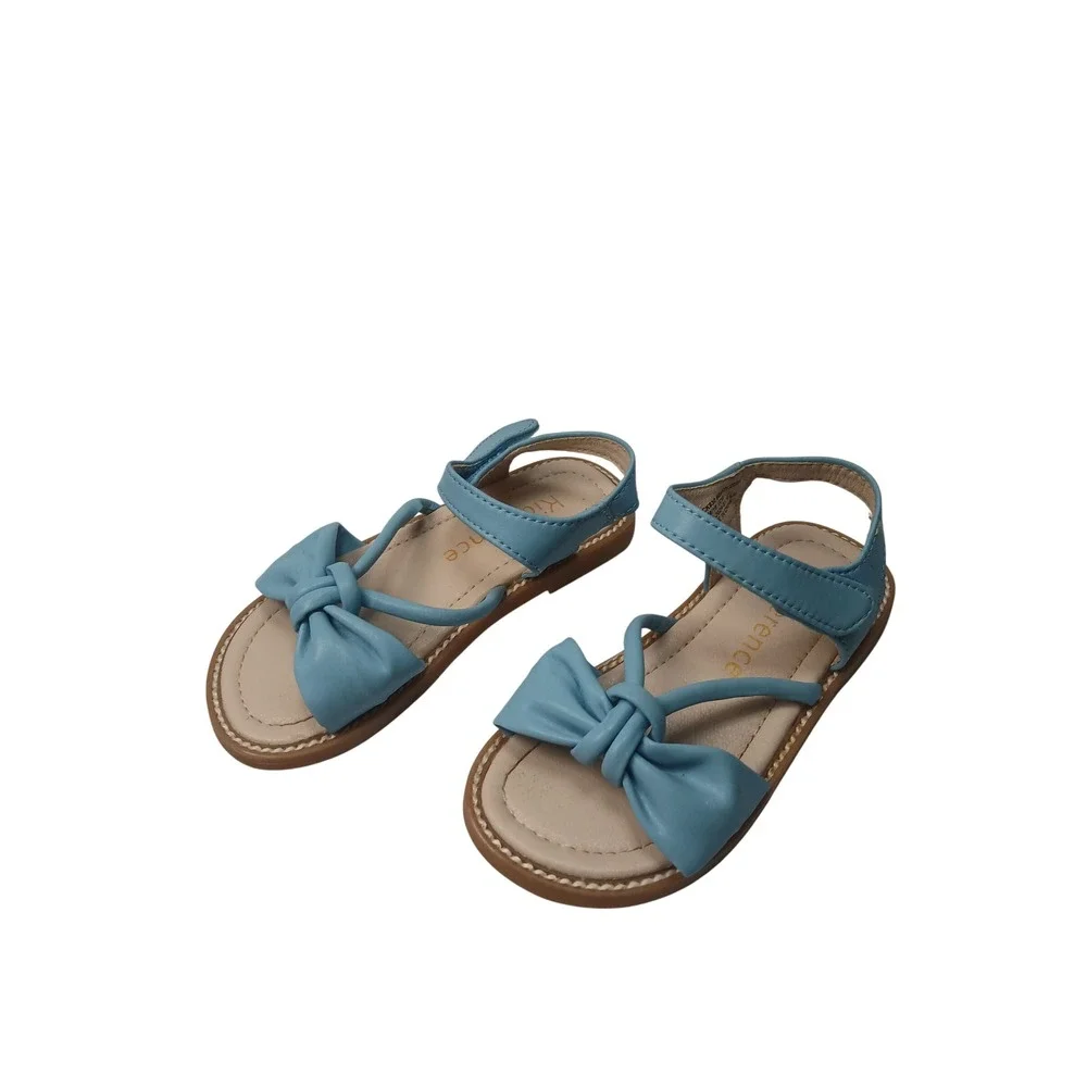 Kiderence Sandals Kids 8M Blue Strappy Bow Hook Loop CK930